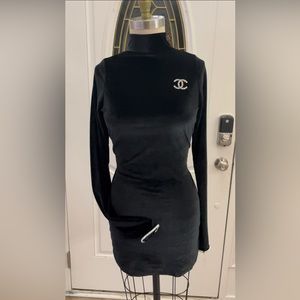 Velvet Mock Neck Mini Dress